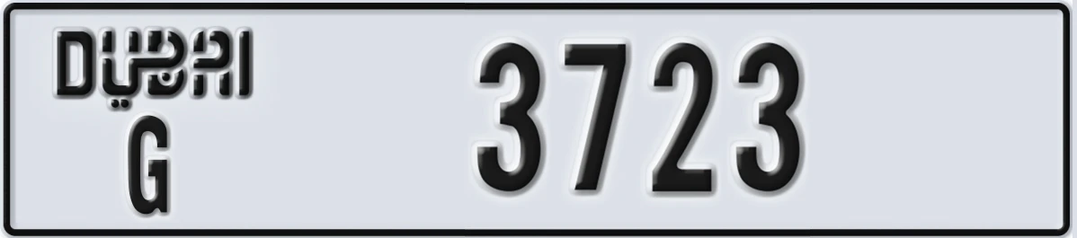 UAE License Plate Dubai G 3723