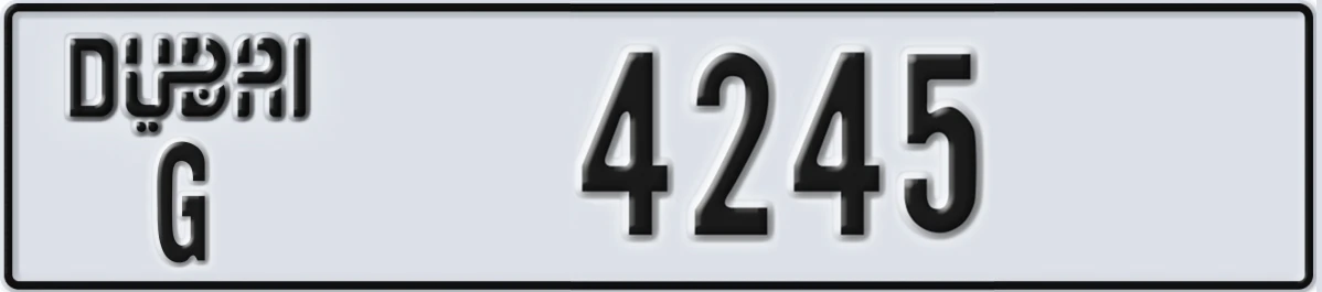UAE License Plate Dubai G 4245