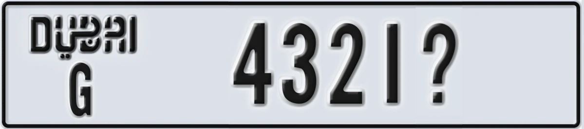UAE License Plate Dubai G 4321X