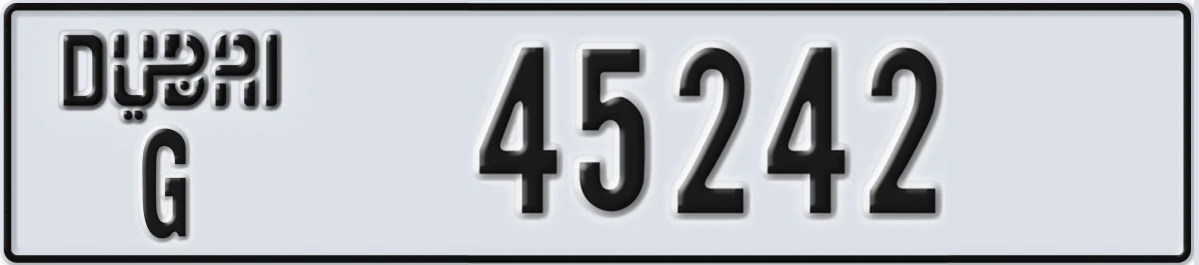 UAE License Plate Dubai G 45242