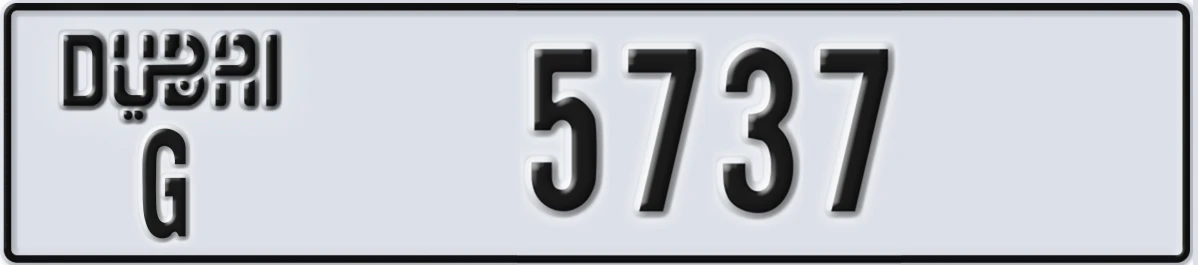 UAE License Plate Dubai G 5737