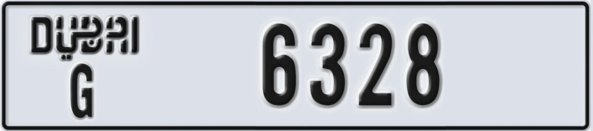 UAE License Plate Dubai G 6328