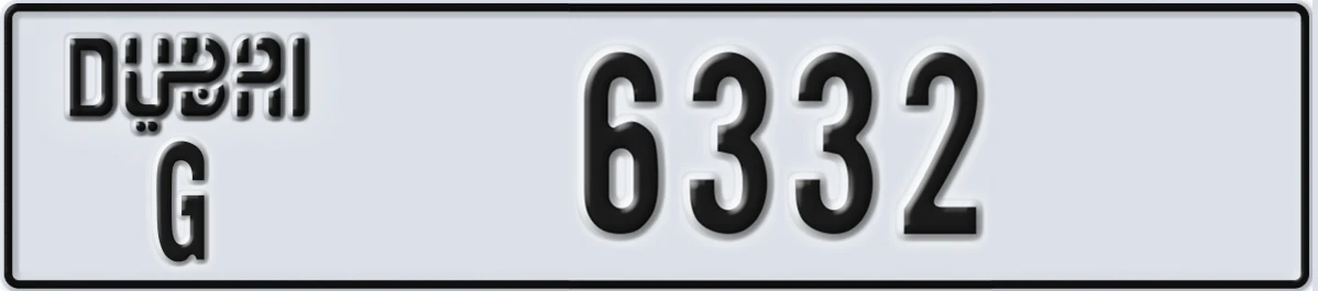 UAE License Plate Dubai G 6332