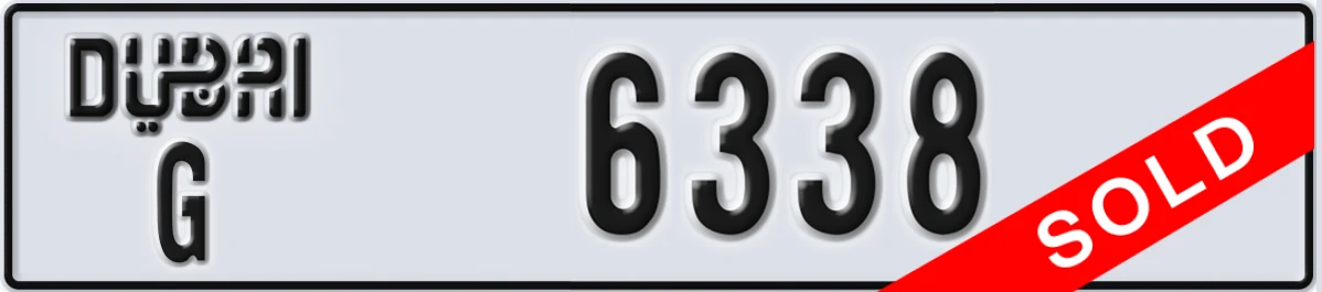 UAE License Plate Dubai G 6338