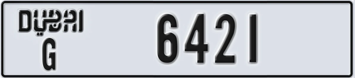 UAE License Plate Dubai G 6421
