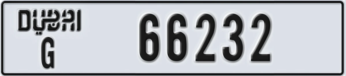 UAE License Plate Dubai G 66232
