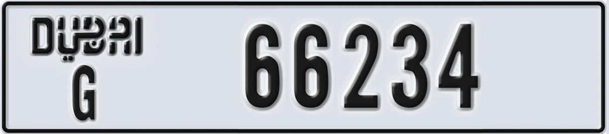 UAE License Plate Dubai G 66234