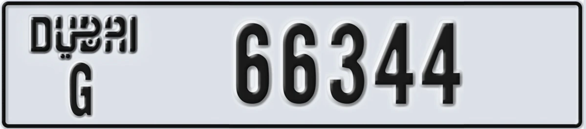 UAE License Plate Dubai G 66344