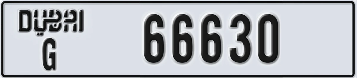 UAE License Plate Dubai G 66630
