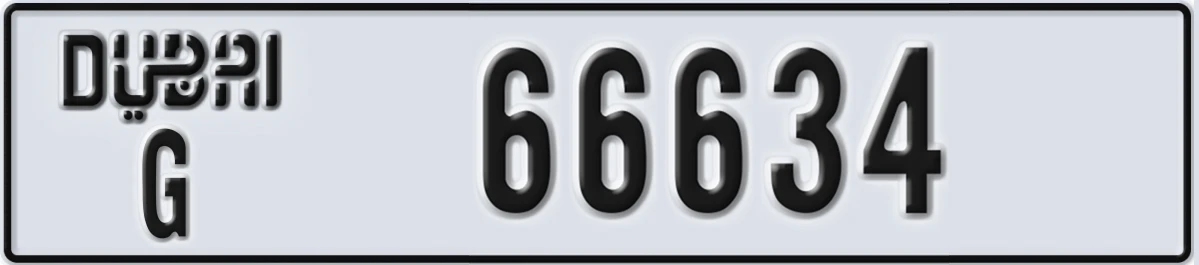 UAE License Plate Dubai G 66634