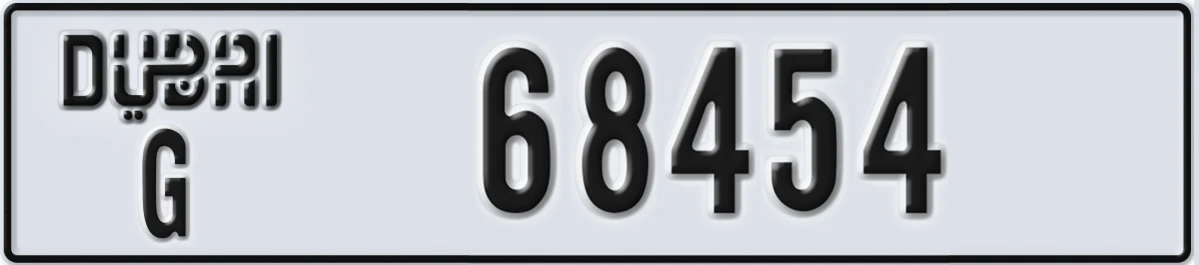 UAE License Plate Dubai G 68454