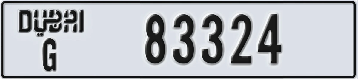 UAE License Plate Dubai G 83324