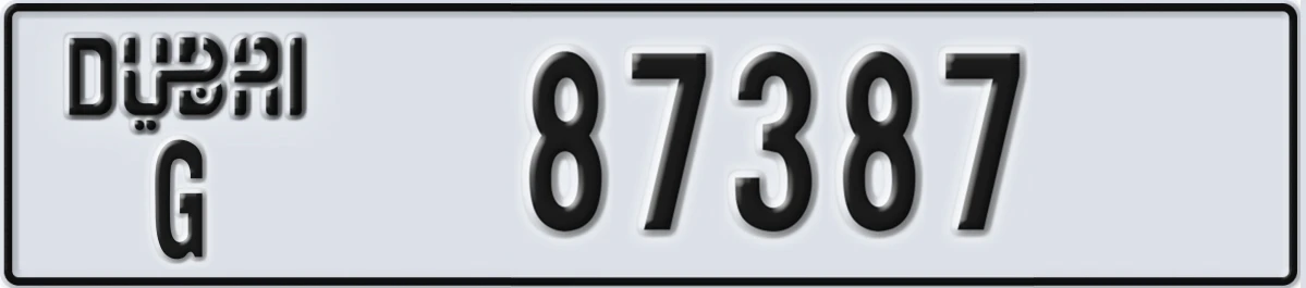 UAE License Plate Dubai G 87387