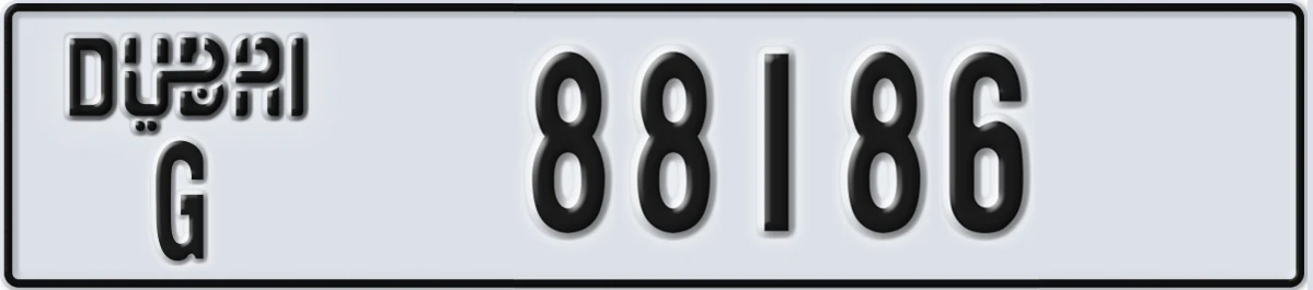 UAE License Plate Dubai G 88186