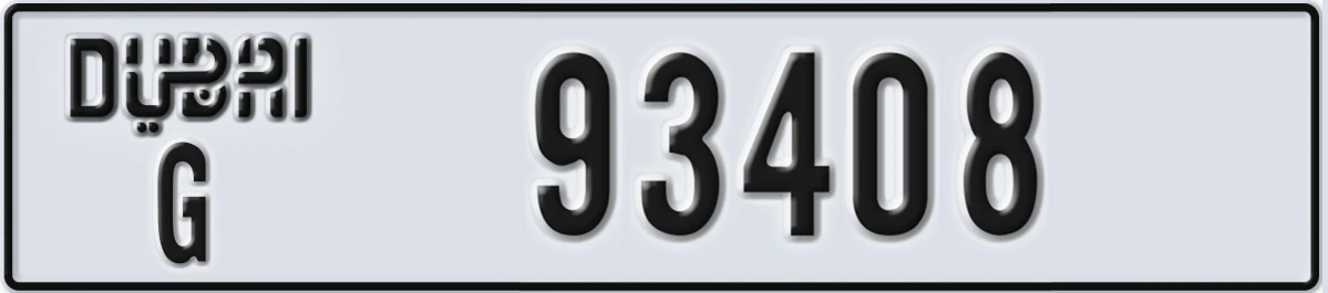 UAE License Plate Dubai G 93408