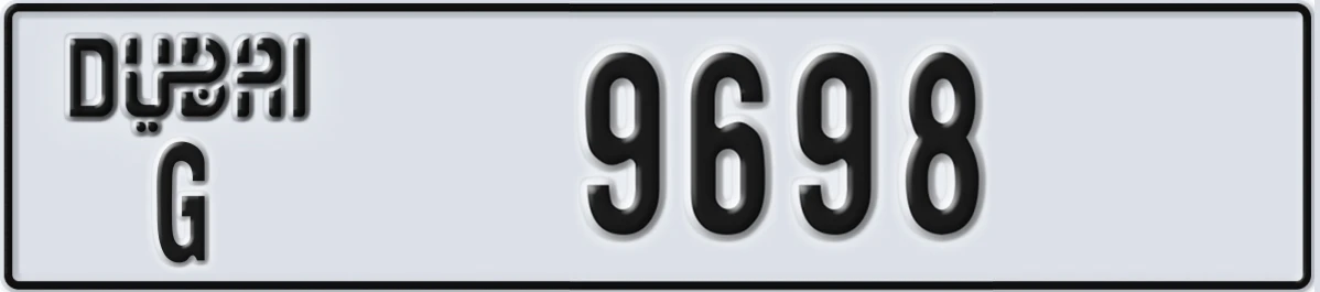 UAE License Plate Dubai G 9698