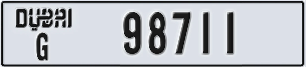 UAE License Plate Dubai G 98711