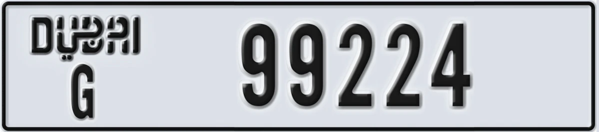 UAE License Plate Dubai G 99224