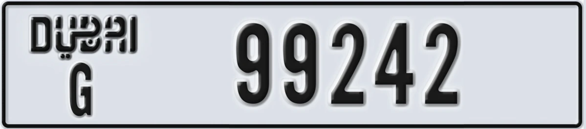 UAE License Plate Dubai G 99242