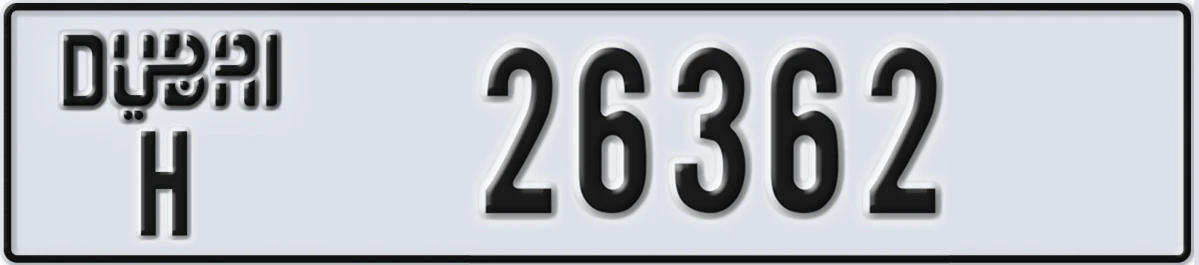 UAE License Plate Dubai H 26362