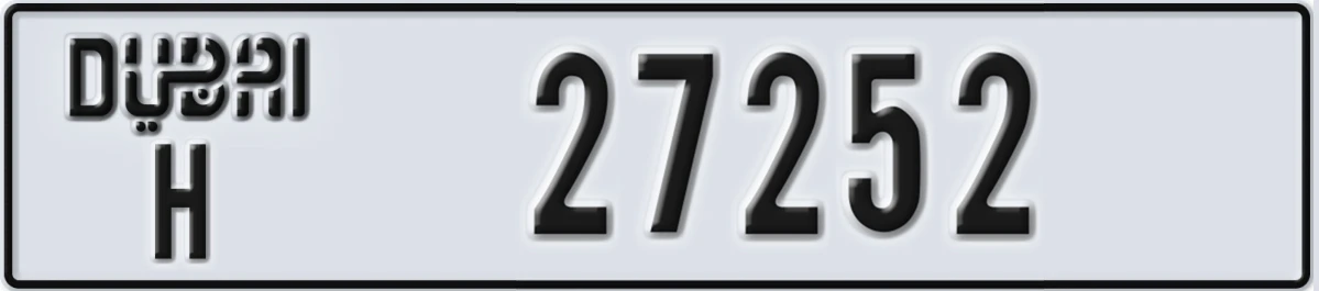 UAE License Plate Dubai H 27252