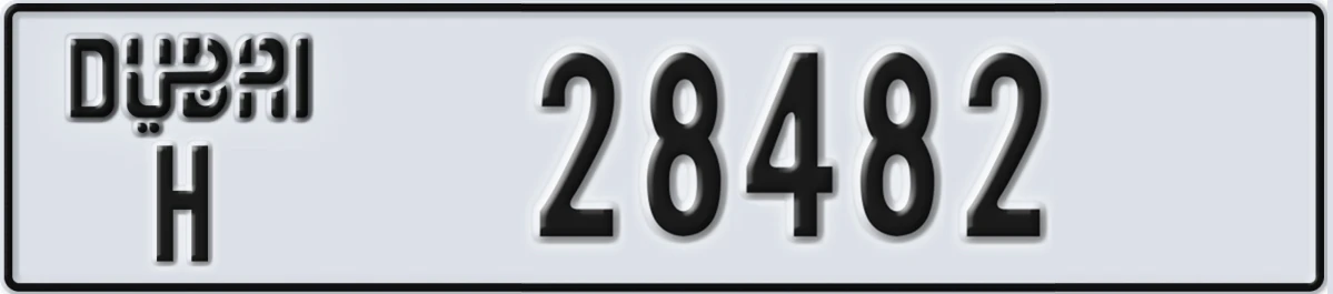 UAE License Plate Dubai H 28482