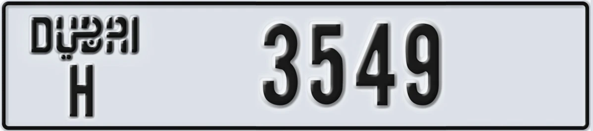 UAE License Plate Dubai H 3549