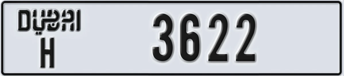 UAE License Plate Dubai H 3622