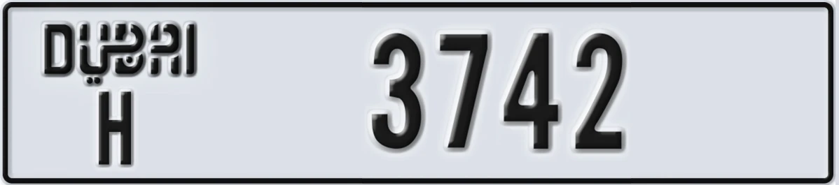 UAE License Plate Dubai H 3742