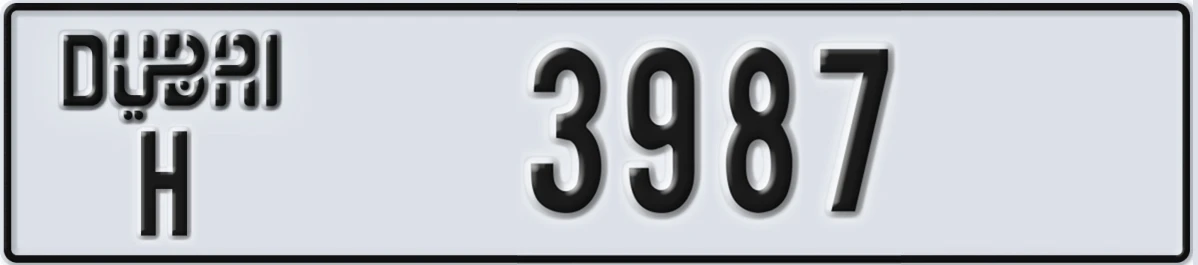UAE License Plate Dubai H 3987