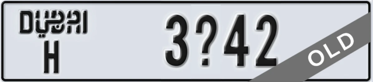 UAE License Plate Dubai H 3X42