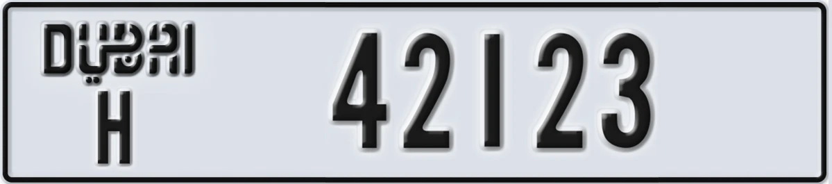 UAE License Plate Dubai H 42123