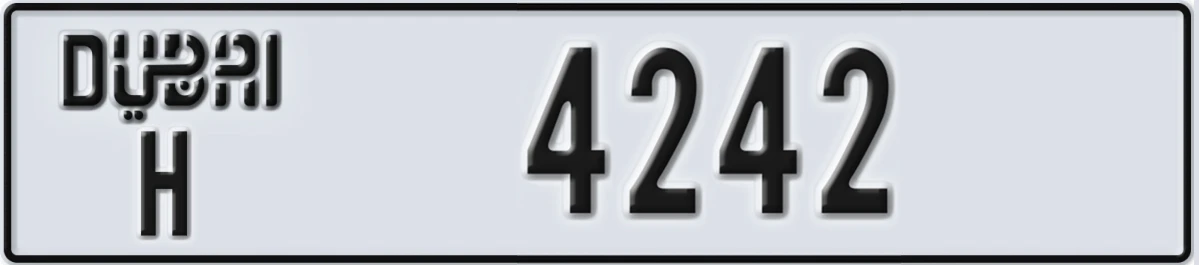 UAE License Plate Dubai H 4242