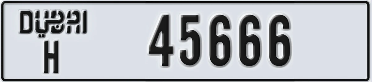 UAE License Plate Dubai H 45666