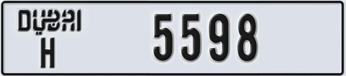 UAE License Plate Dubai H 5598