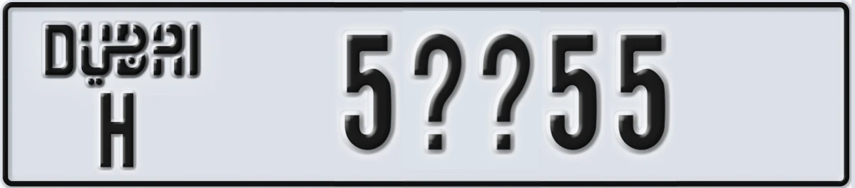 UAE License Plate Dubai H 5XX55