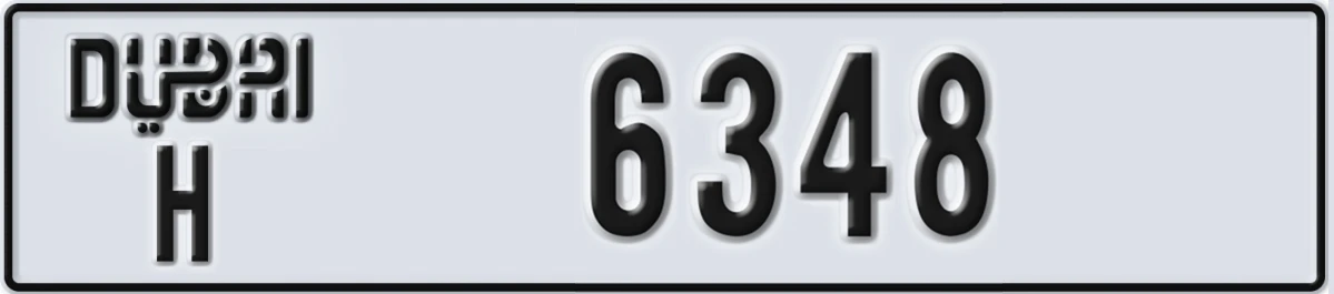 UAE License Plate Dubai H 6348