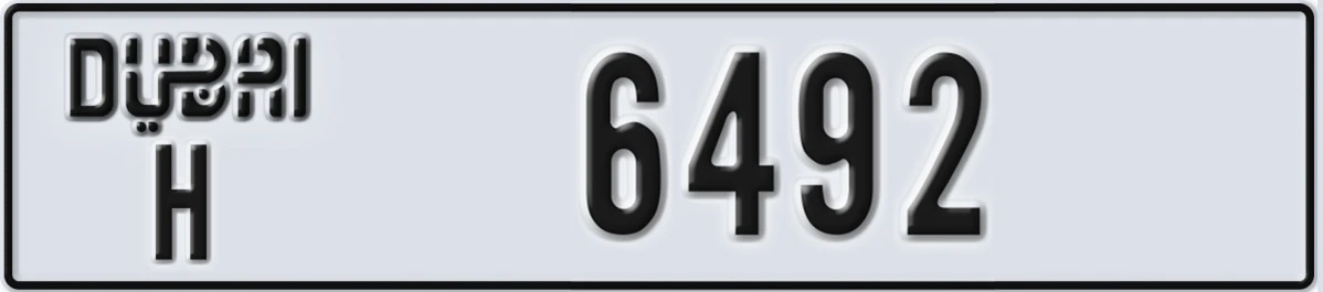 UAE License Plate Dubai H 6492