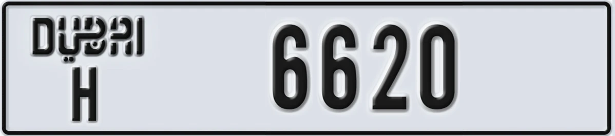 UAE License Plate Dubai H 6620