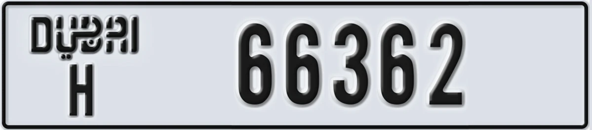 UAE License Plate Dubai H 66362