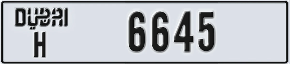 UAE License Plate Dubai H 6645