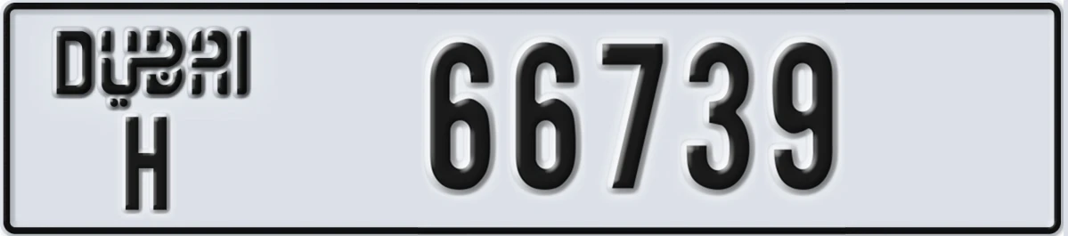 UAE License Plate Dubai H 66739