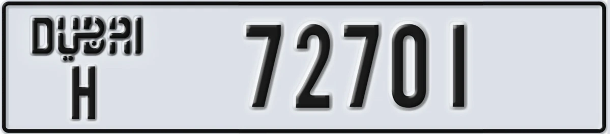 UAE License Plate Dubai H 72701
