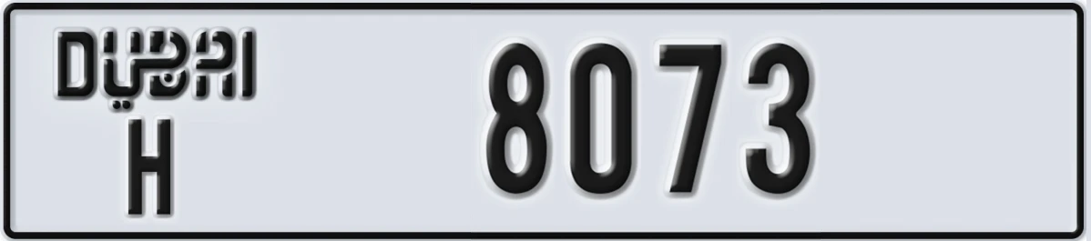 UAE License Plate Dubai H 8073