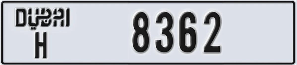 UAE License Plate Dubai H 8362