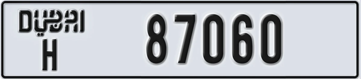 UAE License Plate Dubai H 87060