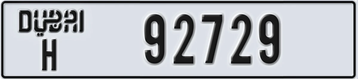 UAE License Plate Dubai H 92729