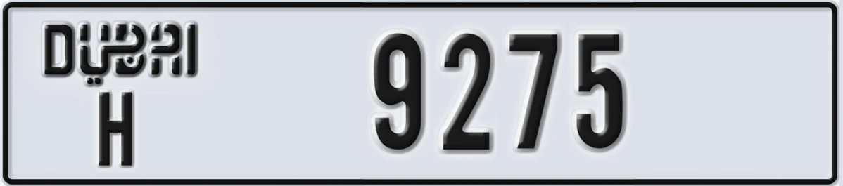UAE License Plate Dubai H 9275
