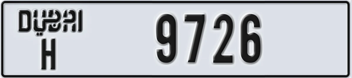UAE License Plate Dubai H 9726