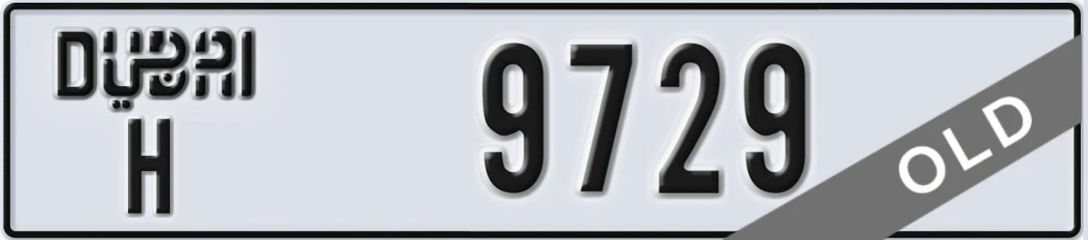 UAE License Plate Dubai H 9729